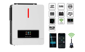 Factory ECO 3.6KW On/off Grid Solar Inverter 60-500VDC 120A MPPT Charger Controller RGB Light 