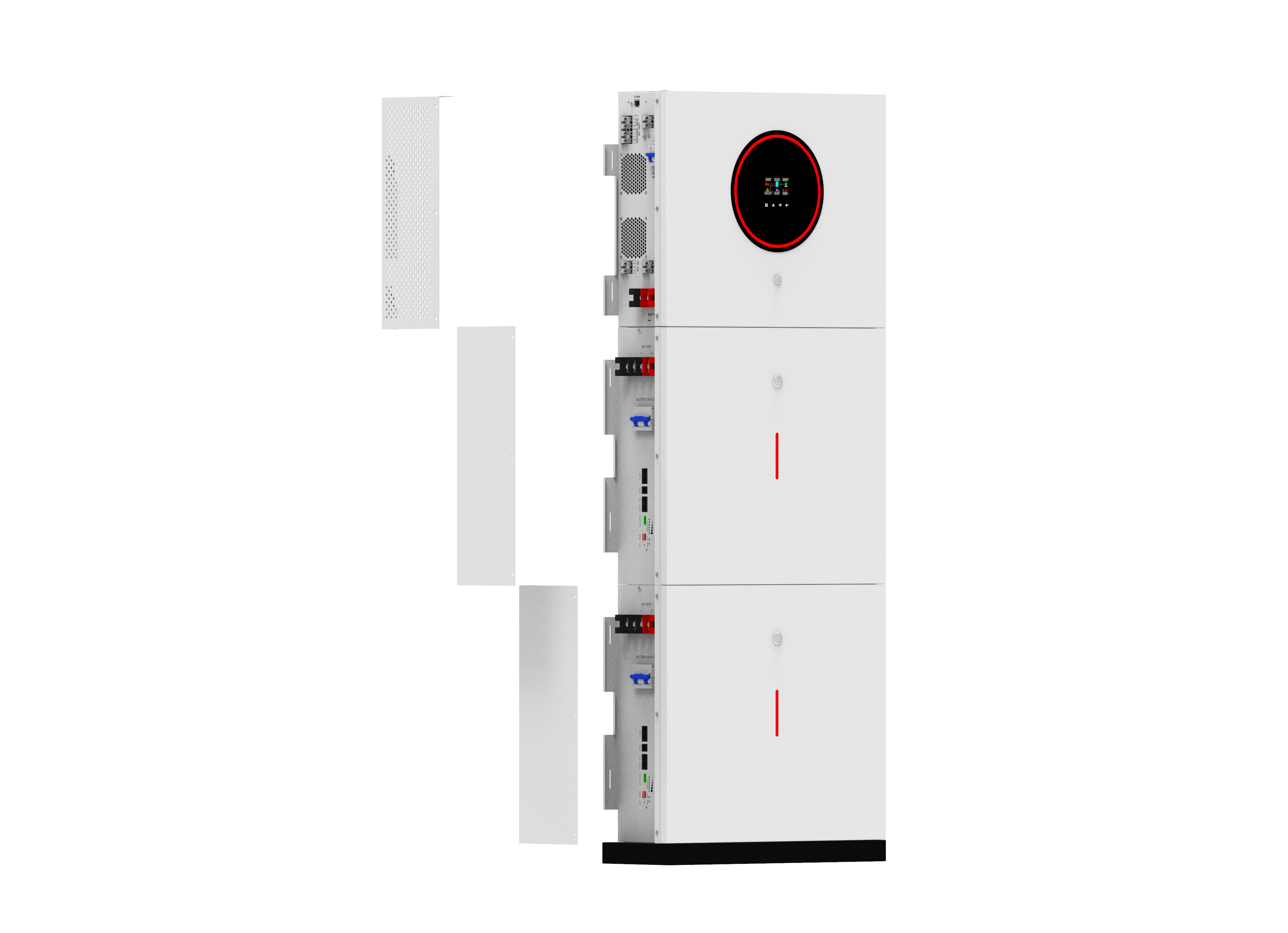 Diagram showing the architecture and components of commercial energy storage
